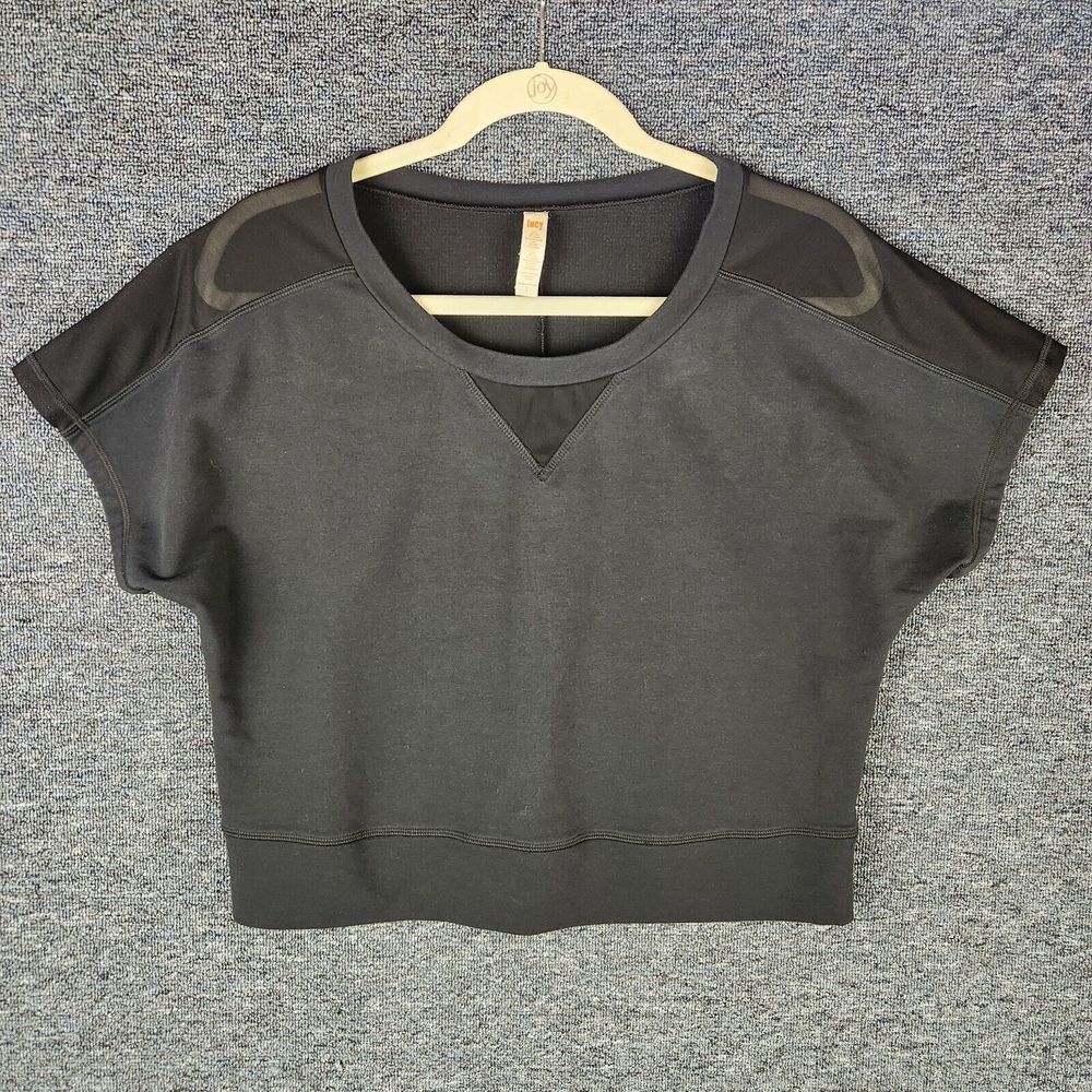 Womens Lucy Black Mesh‎ Crop Pullover Yoga Top